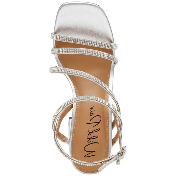 Wild Pair Womens Vinii Strappy Sandals 10020644600 Silver Bling Gray 6M - Picture 10 of 11